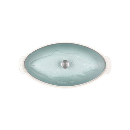  Le Creuset Heritage 1.7 Qt. Fish Baker With Stainless Steel Knob | Sea Salt