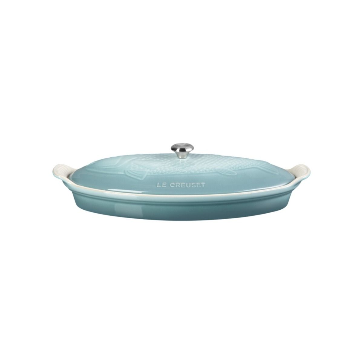  Le Creuset Heritage 1.7 Qt. Fish Baker With Stainless Steel Knob | Sea Salt