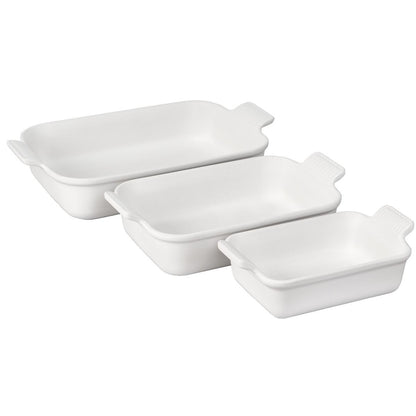  Le Creuset Heritage Rectangular Baking Dishes (Set Of 3) | White
