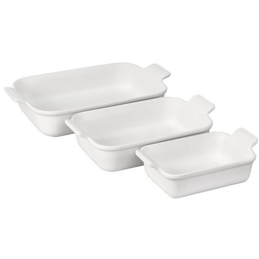  Le Creuset Heritage Rectangular Baking Dishes (Set Of 3) | White