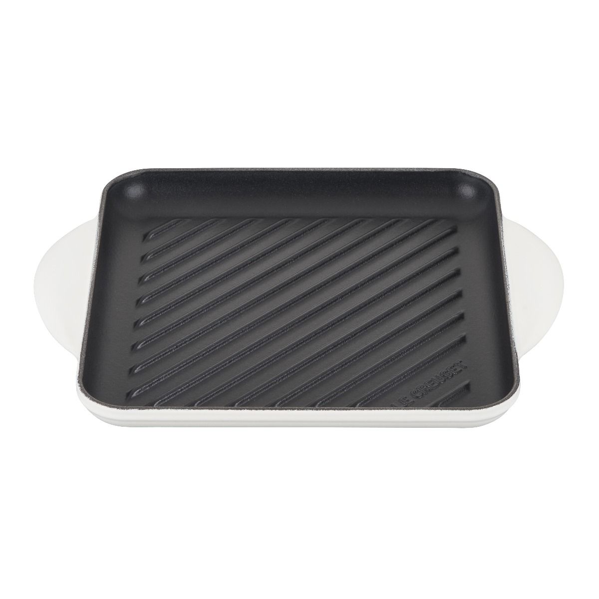  Le Creuset 9.5" Square Signature Enameled Cast Iron Grill Pan | White