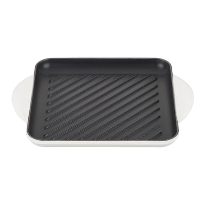  Le Creuset 9.5" Square Signature Enameled Cast Iron Grill Pan | White