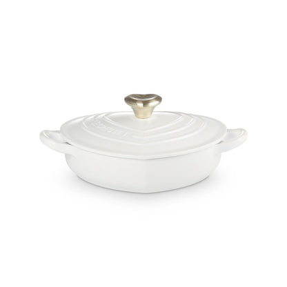  Le Creuset 1.25 Qt. Shallow Heart Dutch Oven |White