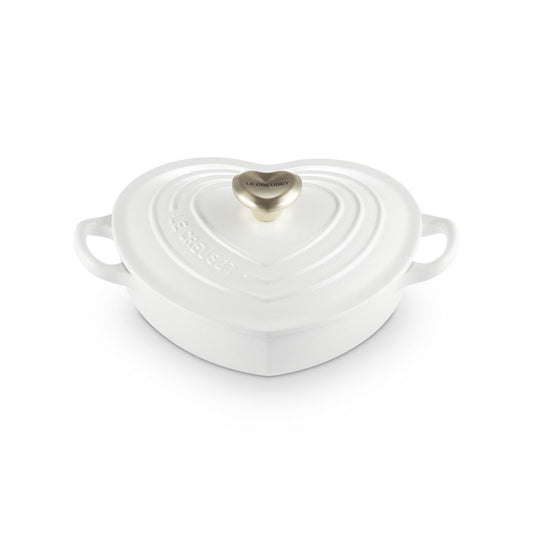  Le Creuset 1.25 Qt. Shallow Heart Dutch Oven |White