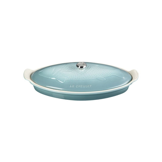  Le Creuset Heritage 1.7 Qt. Fish Baker With Stainless Steel Knob | Sea Salt